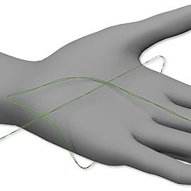 Hand with thread crossed over it